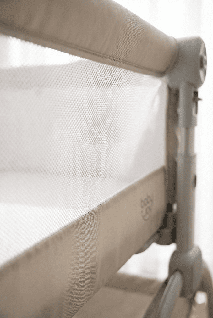 BABYJOY Rocking Bassinet Review: Best Budget Travel Sleeper in 2026? 5 Close-up detail of the breathable mesh walls on the BABYJOY bassinet, ensuring safety and airflow for newborns.